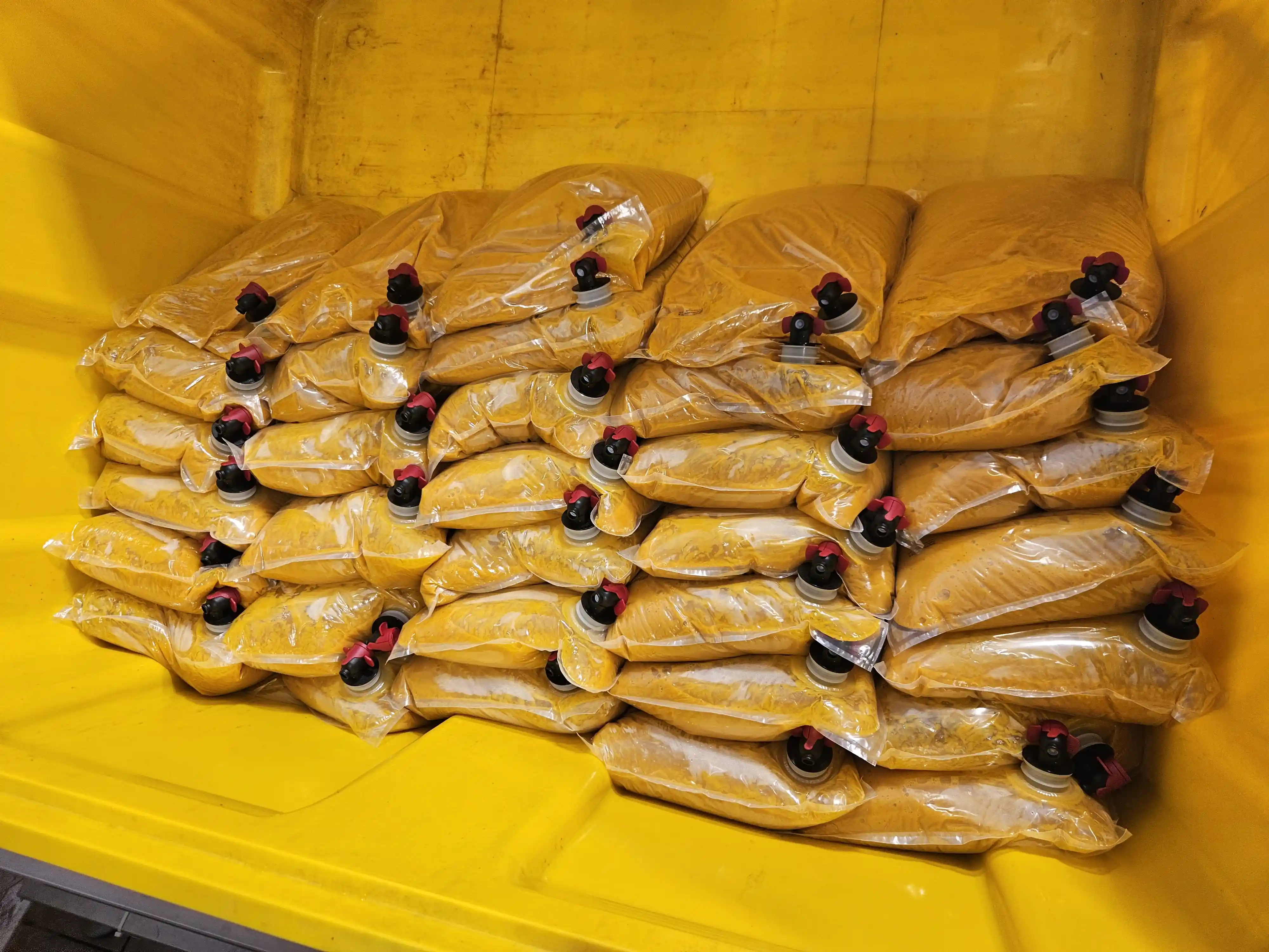 Polpa de fruta tropical em bag-in-box — manga, maracujá, goiaba